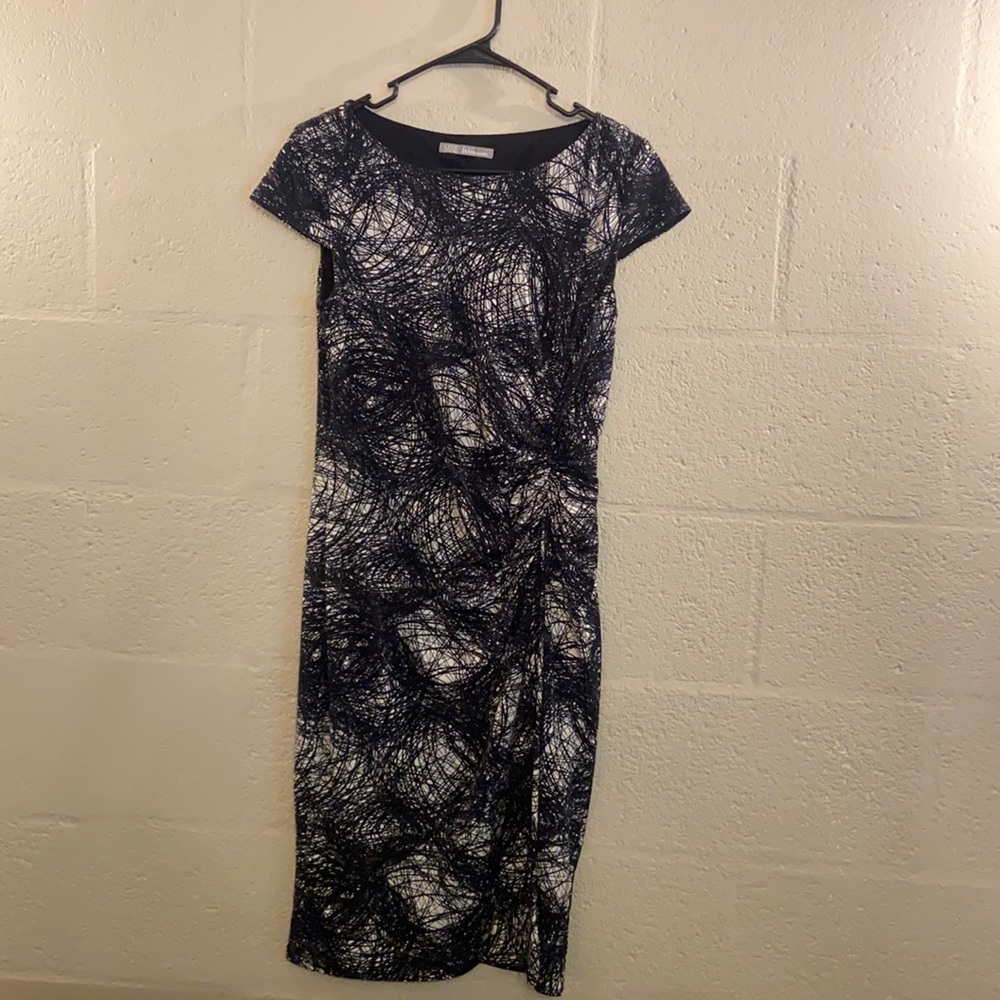 Midi M&S dress from UK, gorgeous pattern dark navy